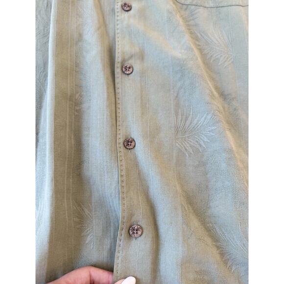 Tommy Bahama Hawaiian Men's XL Silk Linen Blend Green Button Up Shirt 2253 - Picture 9 of 10